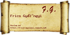 Frics Gyöngyi névjegykártya