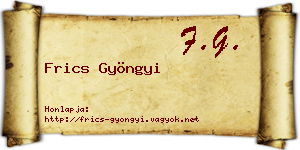 Frics Gyöngyi névjegykártya